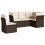 Set Divano da Giardino 5 pz con Cuscini Marrone in Polyrattan