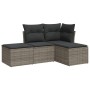 Set Divani da Giardino 4 pz con Cuscini in Polyrattan Grigio