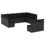 Set Divani da Giardino 11 pz con Cuscini in Polyrattan Nero