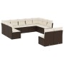 Set Divani da Giardino 11 pz con Cuscini Polyrattan Marrone