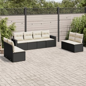 Set Divani da Giardino con Cuscini 8 pz Nero in Polyrattan