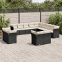 Set Divani da Giardino 13pz con Cuscini Nero in Polyrattan