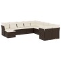 Set Divani da Giardino 11 pz con Cuscini Polyrattan Marrone