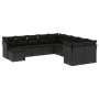 Set Divani da Giardino 11 pz con Cuscini in Polyrattan Nero