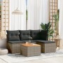 Set Divano da Giardino 5 pz con Cuscini Grigio in Polyrattan