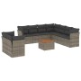 Set Divano da Giardino 10 pz con Cuscini Grigio in Polyrattan