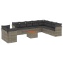 Set Divani da Giardino 11 pz con Cuscini in Polyrattan Grigio