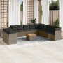 Set Divani da Giardino 12 pz con Cuscini Grigio in Polyrattan