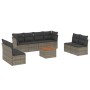 Set Divano da Giardino 9 pz con Cuscini Grigio in Polyrattan