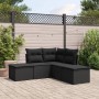 Set Divani da Giardino 5 pz con Cuscini in Polyrattan Nero