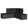 Set Divani da Giardino 5 pz con Cuscini in Polyrattan Nero