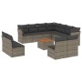 Set Divani da Giardino 12 pz con Cuscini Grigio in Polyrattan