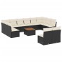 Set Divani da Giardino 13pz con Cuscini Nero in Polyrattan