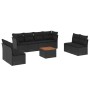 Set Divani da Giardino 9 pz con Cuscini Nero in Polyrattan