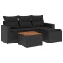 Set Divani da Giardino 5 pz con Cuscini in Polyrattan Nero