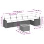 Set Divani da Giardino con Cuscini 7pz Nero Polyrattan