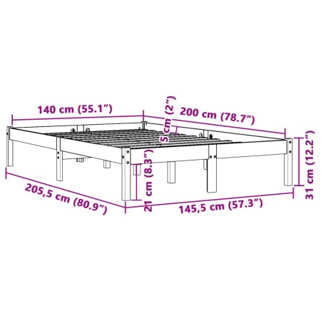 Giroletto Marrone Cera 140x200 cm in Legno Massello di Pino