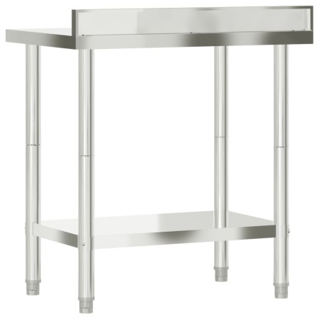 Tavolo Lavoro Cucina con Paraschizzi 82,5x55x93cm Acciaio Inox