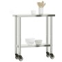 Tavolo da Lavoro Cucina con Ruote 82,5x30x85 cm in Acciaio Inox