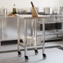 Tavolo da Lavoro Cucina con Ruote 55x55x85 cm in Acciaio Inox