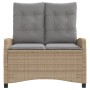 Panca Reclinabile da Giardino con Cuscini Beige in Polyrattan