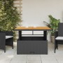 Tavolo da Giardino Nero 110x110x71 in Polyrattan e Legno Acacia