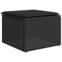 Sgabello Giardino con Cuscino Nero 55x55x37 cm in Polyrattan