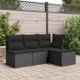 Sgabello Giardino con Cuscino Nero 55x55x37 cm in Polyrattan