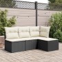 Sgabello Giardino con Cuscino Nero 55x55x37 cm in Polyrattan