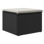 Sgabello Giardino con Cuscino Nero 55x55x37 cm in Polyrattan