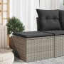 Sgabello Giardino con Cuscino Grigio 55x55x37 cm in Polyrattan