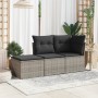 Sgabello Giardino con Cuscino Grigio 55x55x37 cm in Polyrattan