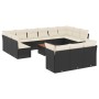 Set Divani da Giardino 14pz con Cuscini in Polyrattan Nero