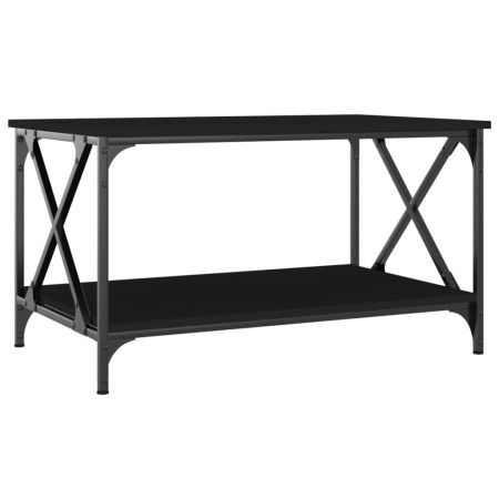 Tavolino da Salotto Nero 80x50x45 cm Legno Multistrato e Ferro