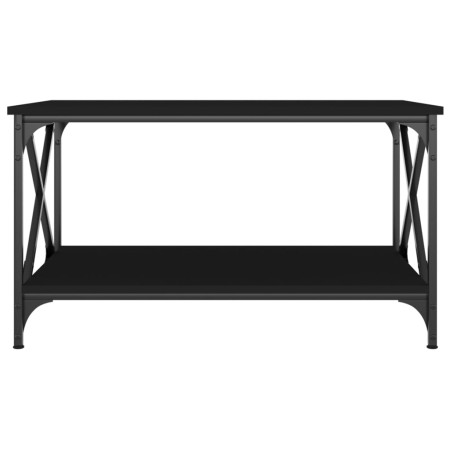 Tavolino da Salotto Nero 80x50x45 cm Legno Multistrato e Ferro