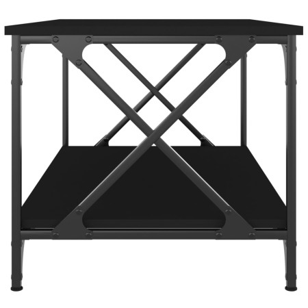 Tavolino da Salotto Nero 80x50x45 cm Legno Multistrato e Ferro