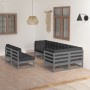 Set Salotto Giardino 7 pz Cuscini Antracite Legno Massello Pino