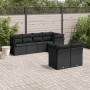 Set Divani da Giardino con Cuscini 7pz Nero Polyrattan