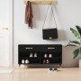 Panca Porta Scarpe Nera 102x35x55 cm in Legno Multistrato