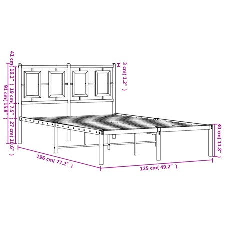 Giroletto con Testiera Metallo Bianco 120x190 cm