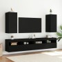 Mobile TV a Parete con Luci LED Nero 30,5x35x70 cm