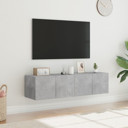 Mobili TV a Parete con Luci LED 2pz Grigio Cemento 60x35x31 cm