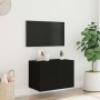 Mobile TV a Parete con Luci LED Nero 60x35x41 cm