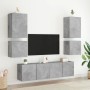 Mobili TV Muro 2pz Grigio Cemento 40,5x30x40 Legno Multistrato