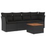 Set Divani da Giardino 5 pz con Cuscini in Polyrattan Nero