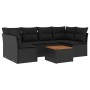 Set Divani da Giardino con Cuscini 7pz Nero Polyrattan
