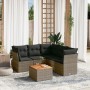 Set Divano da Giardino 6 pz con Cuscini Grigio in Polyrattan