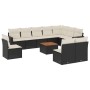 Set Divani da Giardino 11 pz con Cuscini in Polyrattan Nero