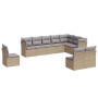 Set Divano da Giardino 10 pz con Cuscini Beige in Polyrattan