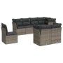 Set Divano da Giardino 8 pz con Cuscini Grigio in Polyrattan